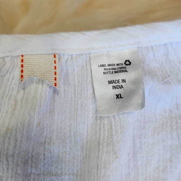 Boutique White Cotton Embroidered Front Peasent Summer Blouse - Picture 4 of 5